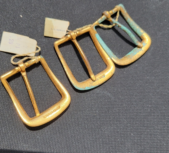 Bronze Buckle Trio ~ L.S. Ayres & Co.  Vintage  Antique? ~ Original Tag ~ *NOTE - Picture 14 of 16